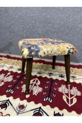 Asedia Trend Ceviz Çiçekli Ahşap Ayak Uzatma Pufu Makyaj Koltuğu Bench Tabure thumbnail 1