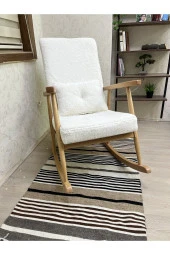 Asedia Trend Naturel Teddy Krem Sallanan Sandalye Dinlenme Emzirme Baba Tv Okuma Koltuğu Berjer - 1
