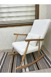 Asedia Trend Naturel Teddy Krem Sallanan Sandalye Dinlenme Emzirme Baba Tv Okuma Koltuğu Berjer - 2