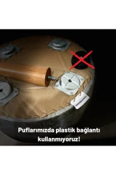 Asedia Trend Lake Krem Ahşap Ayak Uzatma Pufu Makyaj Koltuğu Bench Tabure - 2