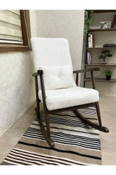 Asedia Trend Ceviz Teddy Krem Sallanan Sandalye Dinlenme Emzirme Baba Tv Okuma Koltuğu Berjer thumbnail 1