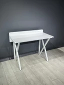 Hey Modüler Mobilya Rüya Beyaz Çalışma Masası Bilgisayar Ofis Masası Metal Beyaz Ayaklı 103 Cm - 4