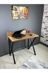 Hey Modüler Mobilya Hayal Ceviz Çalışma Masası Bilgisayar Ofis Masası Metal Siyah Ayaklı 90 Cm - 1