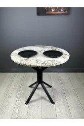 Hey Modüler Mobilya Saray Efes Yuvarlak Mutfak Masası Yemek Masası Balkon Masası Metal Siyah Ayak 80 Cm - 1