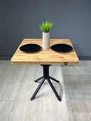 Hey Modüler Mobilya Roma Atlantik Çam Mutfak Yemek Masası Balkon Masası Kavisli Köşe Metal Siyah Ayak 80 Cm - 1