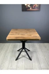 Hey Modüler Mobilya Tepe Ceviz Mutfak Yemek Masası Balkon Masası Kavisli Köşe Siyah Ayak 70 Cm - 1