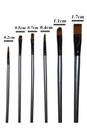 Fırça Seti 6 Lı Resim Fırçası 1 Paket Suluboya Akrilik Boya Guaj Boya Yağlı Boya Fırca Seti - 2