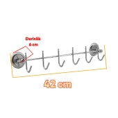 Elbise Havlu Asma Askı Metal 6lı Banyo Lavabo Vidalı Askılık Sağlam Aparat Krom Askılık - 2