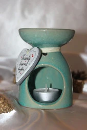 Buhardanlık Doğa Yapraklı Buhurdanlık Seramik Buhur Hediyeli - 1