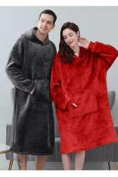 2 Li Wellsoft Kapşonlu Giyilebilir Tv Battaniyesi Unisex Over Size - 1