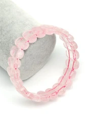 Pembe Kuvars Doğal Taş Bileklik 9 x 14 mm Özel Kesim thumbnail 1