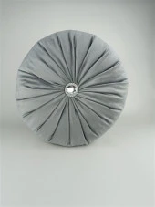 Mrs.Gugar Lux Kadife Yuvarlak Taşlı Yastık Gri thumbnail 1