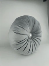 Mrs.Gugar Lux Kadife Yuvarlak Taşlı Yastık Gri thumbnail 2