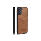 Samsung S22 Kartlıklı Deri Kılıf Kahverengi - 1