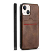 Iphone 14 Uyumlu Kartlıklı Deri Kılıf Kahverengi - 1