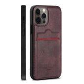 Iphone 12 Pro Uyumlu Kartlıklı Deri Kılıf Kırmızı - 1
