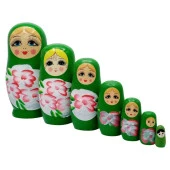 Ahşap Matruşka Bebek Yedili Set Yeşil - 1