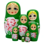 Ahşap Matruşka Bebek Yedili Set Yeşil - 2