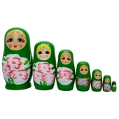 Ahşap Matruşka Bebek Yedili Set Yeşil - 3