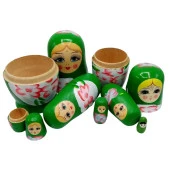 Ahşap Matruşka Bebek Yedili Set Yeşil - 4