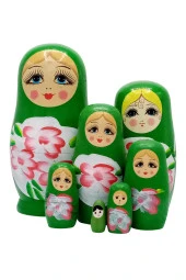 Ahşap Matruşka Bebek Yedili Set Yeşil - 6