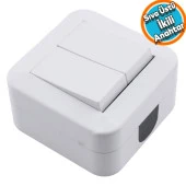 Sıva Üstü İkili Anahtar Düğme Nemliyer İp44 Elektrik Anahtar Çiftli Priz Sıva Üstü Kablosuz - 1