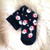 Lacivert Yılbaşı Temalı Noel Baba Desenli Çorap - 1