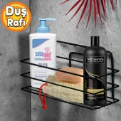 Banyo Duş Rafı Şampuanlık Köşelik Kare Siyah Tek Katlı Malzemelik Organizer Düzenleyici Mutfak Eşya Rafı thumbnail 1