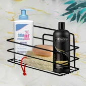 Banyo Duş Rafı Şampuanlık Köşelik Kare Siyah Tek Katlı Malzemelik Organizer Düzenleyici Mutfak Eşya Rafı thumbnail 3