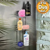 Banyo Duş Rafı Şampuanlık Köşelik Kare Krom 3 Katlı Malzemelik Organizer Düzenleyici Mutfak Eşya Rafı - 1