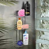 Banyo Duş Rafı Şampuanlık Köşelik Kare Krom 3 Katlı Malzemelik Organizer Düzenleyici Mutfak Eşya Rafı - 3