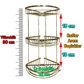 Banyo Duş Rafı Şampuanlık Köşelik Damla Gold Altın 3 Katlı Malzemelik Organizer Düzenleyici Mutfak Eşya Rafı thumbnail 2