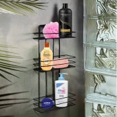 Banyo Duş Rafı Şampuanlık Köşelik Kare Siyah 3 Katlı Malzemelik Organizer Düzenleyici Mutfak Eşya Rafı thumbnail 3