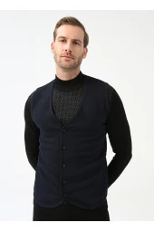 V Yaka Kapitone Lacivert Erkek Kazak Tr2013700297 - 3