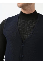 V Yaka Kapitone Lacivert Erkek Kazak Tr2013700297 - 5