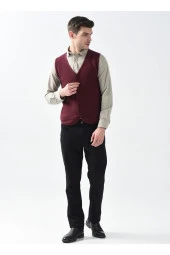 V Yaka Kapitone Koyu Bordo Erkek Kazak Tr2013700297 - 2