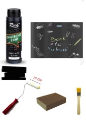 Rich Chalkboard Kara Tahta Boyası 500 Cc Siyah Rulo Zımpara Fırça Seti - 1
