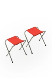 Exent Katlanır Balıkçı taburesi, kamp taburesi, piknik taburesi, Kamp Sandalyesi-Kırmızı-**2 ADET** thumbnail 1