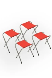 Exent Katlanır Balıkçı taburesi, kamp taburesi, piknik taburesi, Kamp Sandalyesi-Kırmızı-**4 ADET** thumbnail 1