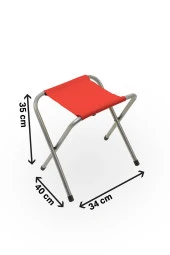 Exent Katlanır Balıkçı taburesi, kamp taburesi, piknik taburesi, Kamp Sandalyesi-Kırmızı-**4 ADET** thumbnail 2