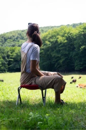 Exent Katlanır Balıkçı taburesi, kamp taburesi, piknik taburesi, Kamp Sandalyesi-Kırmızı-**4 ADET** thumbnail 4