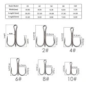 Valkyrie 50 Adet Karbon Çelik 3lü Çapa Kanca Olta İğne Seti - Kutulu - Heavy Duty Krom - 3