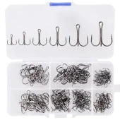 Valkyrie 50 Adet Karbon Çelik 3lü Çapa Kanca Olta İğne Seti - Kutulu - Heavy Duty Krom - 8