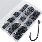 Valkyrie 1000 Adet Kutulu 1. Kalite Paslanmaz Karbon Çelik Halkalı Olta Seti 3-12 Numara - Balık Kancası - 1