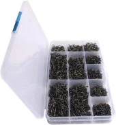 Valkyrie 1000 Adet Kutulu 1. Kalite Paslanmaz Karbon Çelik Halkalı Olta Seti 3-12 Numara - Balık Kancası - 11