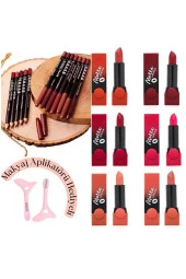Matte Ruj Seti 6'lı Ve 12li Dudak Kalemi Seti - 1
