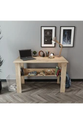 KZNMOB HOME Study Raflı Çalışma Masası Bilgisayar Masası Ofis Masası Meşe - Tamamı 1. Kalite Mdf - 1