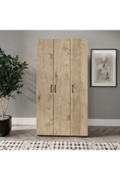KZNMOB HOME Soft 3 Kapaklı Meşe Gardırop, Elbise Dolabı - Tamamı 1. Kalite Mdf - 1
