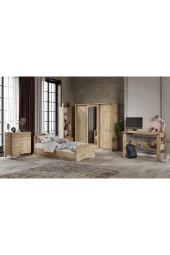 KZNMOB HOME Samira Modern Genç Odası Takımı Meşe - 5 Parçalı Ve Tamamı 1. Kalite Mdf - 1
