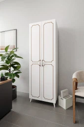 KZNMOB HOME 2 Kapaklı 5 Bölmeli Geniş Dosya, Klasör Evrak, Ofis Dolabı Beyaz - Tamamı 1. Kalite MDF - 1